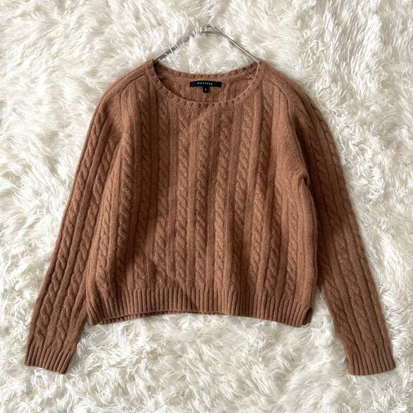 Mcfee Wool-Cashmere Blend Short Cable Knit Light Brown - Picture 1 of 7